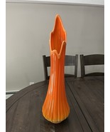 LE Smith Bittersweet Orange Swung Glass Ribbed Vase ~23&quot; - $8,204.40 MXN