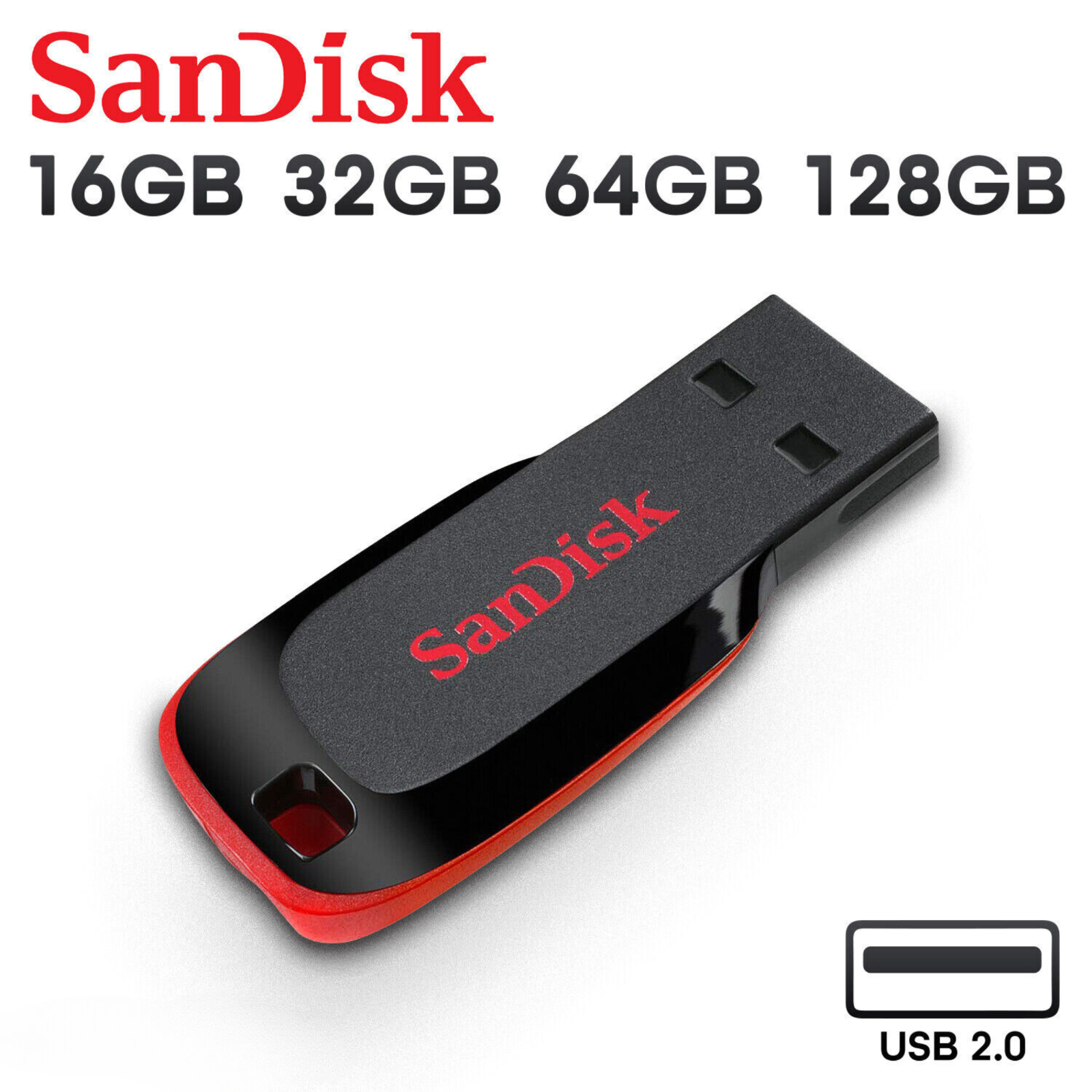 SanDisk Cruzer Blade USB 32GB 64GB 128GB 2.0 Flash Drive Memory Stick - SDCZ50 - £6.82 GBP - £12.74 GBP