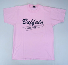 Vintage 80s Buffalo Fire Department Pink T-Shirt L Single Stitch Screen ... - £14.92 GBP