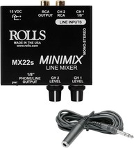 Rolls Mx22S Mini Mix Line Mixer With Hosa 1/4&quot; Phone Trs Headphone, 10&#39;. - $89.99