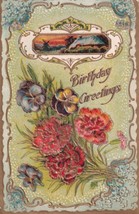 Birthday Greetings Landscape Flowers 1911 Coldwater Kansas Postcard E09 - $8.99