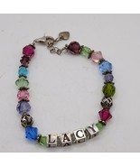 Pretty Colorful Plastic Beads &amp; SIlvertone Cube lacy Name Beads /Sterlin... - €30,25 EUR