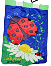 Ladybug Spring Garden Flag Outdoor Banner Thick 2-Sided Yard Decor EUC - £11.16 GBP