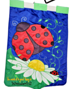 Ladybug Spring Garden Flag Outdoor Banner Thick 2-Sided Yard Decor EUC - £11.15 GBP