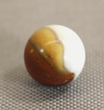 Vintage Akro Agate Tri-Color Patch Marble Opaque White Browns 11/16in Diam. - $6.88