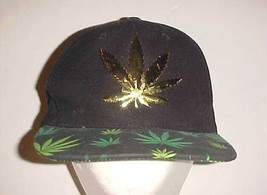 Cannabis Marijuana Weed Plants Adult Unisex Black Green Gold Cap One Siz... - $20.94