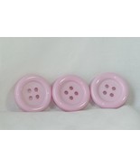 Novelty Buttons (new) 1 5/8&quot; (3) SOFT PINK - ROUND - 4 HOLES - £3.07 GBP