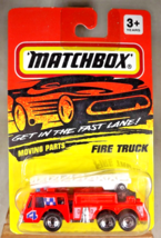 1993 Matchbox #18 Get in the Fast Lane Moving Parts FIRE TRUCK Red w/Chr... - $12.00
