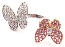 Authenticity Guarantee 
Van Cleef &amp; Arpels 18k Gold Diamond Sapphire Two Butt... - £18,485.49 GBP