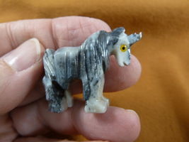 Y-UNI-8 gray UNICORN SOAPSTONE carving figurine GEMSTONE horse I love un... - $8.99