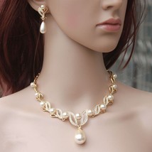 Wedding Accessories Bride Jewelry Sets Earring Necklace Jewelri Set With Pearl F - £19.01 GBP