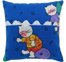 Tooth Fairy Pillow, Blue, Kitty Print Fabric, White Ric Rac Trim for Girls - $4.95