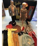1961 Mattel Ponytail Barbie Case 1960 Ken &amp; Barbie Clone Labeled Clothes - £236.06 GBP
