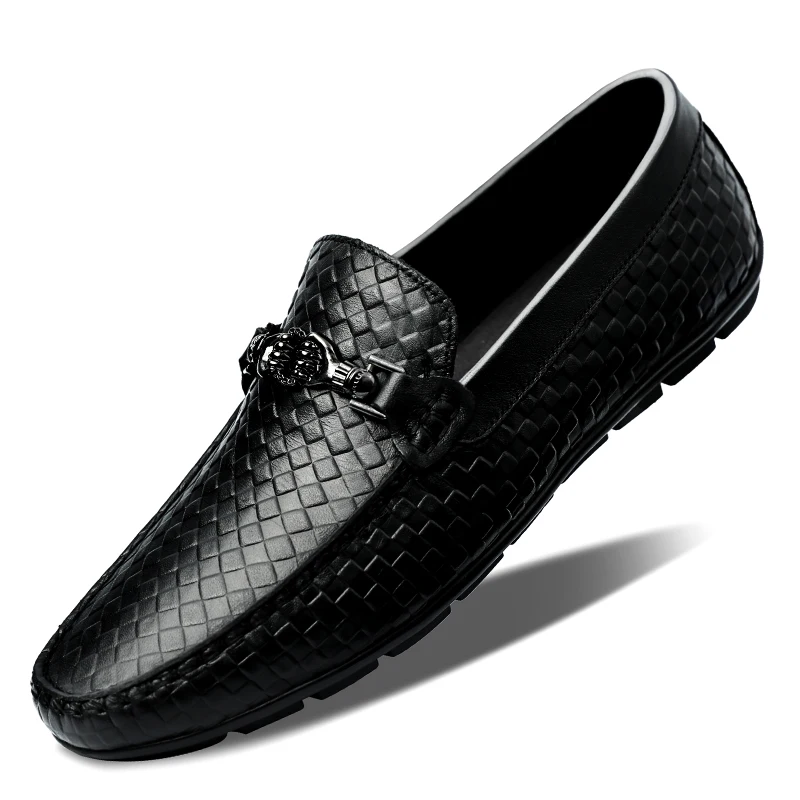 White Wedding Shoes Weave Men&#39;s Shoes Genuine Leather Mens Casual Summer... - £60.38 GBP