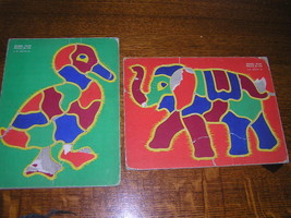 Old Vintage A.M. Walzer Elephant Duck Cardboard Puzzles - £4.28 GBP