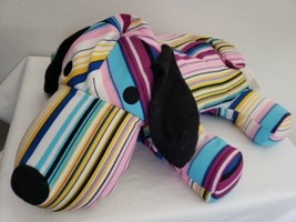 Idea Nuova Puppy Dog Plush Stuffed Animal Microbead Pillow Stripes Blue Purple - £31.27 GBP