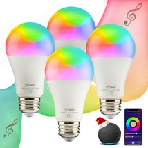 Homevenus Hvs Smart Light Bulbs, 4 Pack, 9W Equivalent 60W A19 E26 Rgbw Music - £28.76 GBP