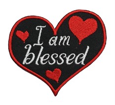 I Am Blessed Heart Embroidered Iron On Patch 3&quot; x 2.75&quot; Love Valentines Day Vale - £4.98 GBP