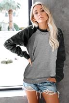 Casual Gray Crewneck Camo Print Long Sleeve Sweatshirt - £13.30 GBP