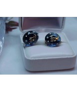 Vintage Murano Glass Clip On Earrings Blue Polka Dot w/Gold Mermaid Lamp... - €21,09 EUR