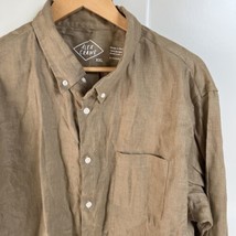 Alex Crane Mens Linen Button Down Shirt Gold Tan Long Sleeve Size XXL - £61.85 GBP