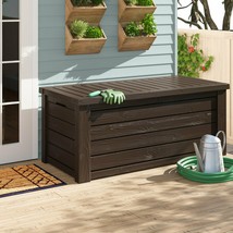 Outdoor Storage Bench Garden Pool Deck Box Weatherproof Patio Furniture 150 Gal - £236.64 GBP