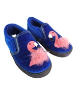 Sydney Jordyn Blue Velvet Pink Flamingo Toddler Little Girl&#39;s 10 Slip-On... - $441.00 MXN