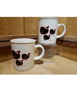Vintage 1990s Set of 2 Three Whales in Ocean Stoneware Mug/Cup Made In J... - $48.69 CAD