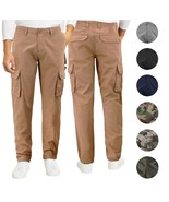 Men&#39;s Cotton Tactical Work Trousers Multi Pocket Military Army Cargo Pants - £21.66 GBP