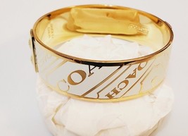 Coach Gold &amp; White Enamel Bangle Bracelet 3/4 Inch Wide New W/O Tags - £42.63 GBP