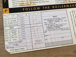 Vintage 1957 Purdue Boilermakers Football Season Ticket Application Broc... - $24.74