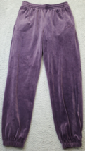 Lazy Sweatpants Womens Medium Purple Velour Polyester Elastic Waist Tape... - £15.46 GBP