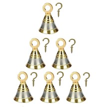 UAPAN Brass Pooja Bell with J Hook (6, 1.5inch) X-mas festive Decoration Ringing - £11.99 GBP