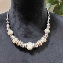 Womens Modern Fashion Chunky Charm Silver Tone Beaded Elegant Collar Necklace - £21.53 GBP