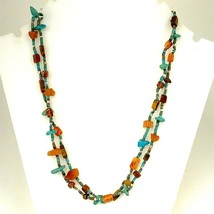Vtg Signed Sterling Handmade 2 Layered Natural Multi Stone Beaded Necklace sz 16 - £108.76 GBP