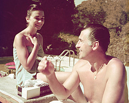 Stewart Granger and Jean Simmons candid relaxing by their pool Hollywood... - £55.87 GBP