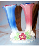 Vintage Japan Colorful 2 Single Bud Vases-5 1/4 inches tall - $19.82 CAD
