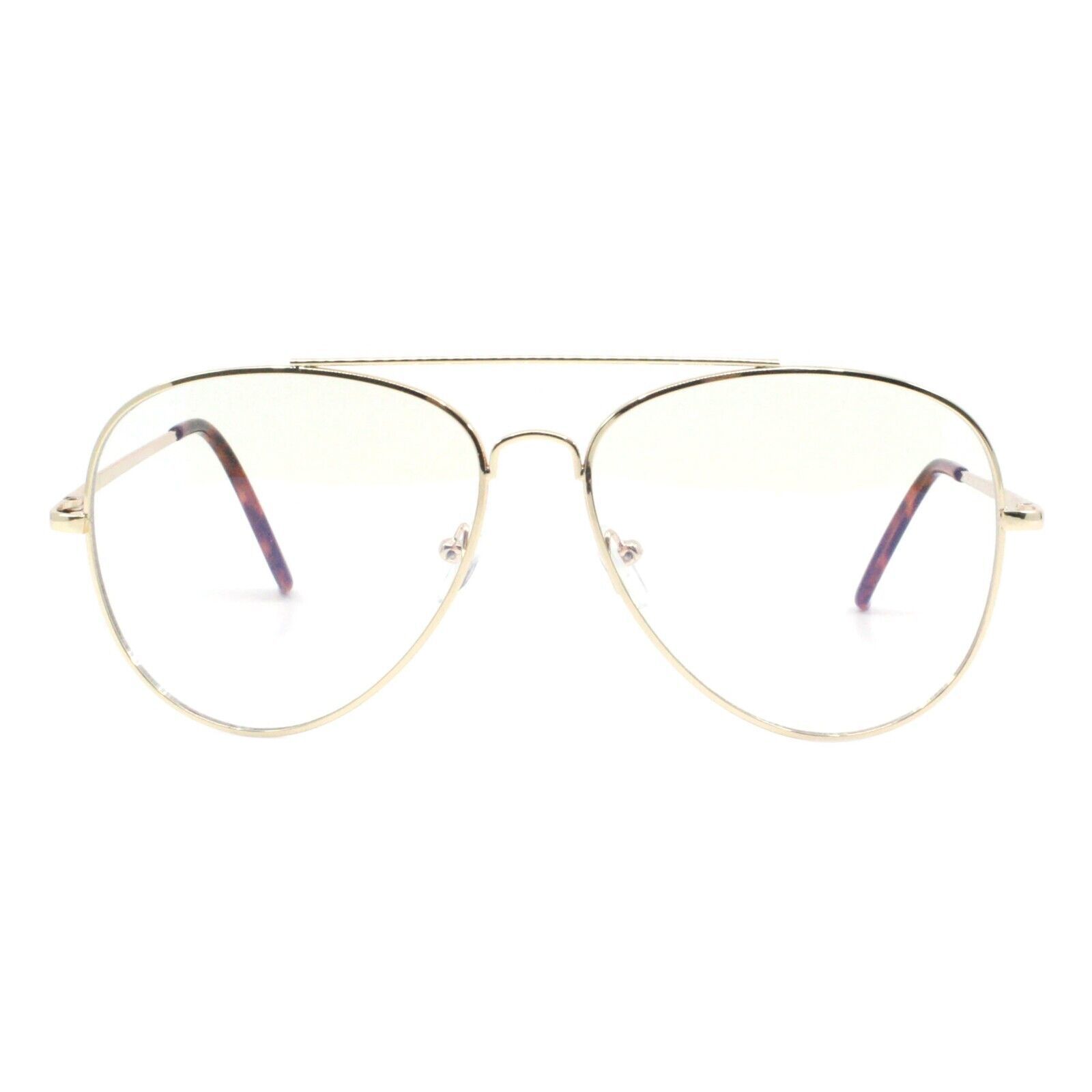 Blue Light Filtering Lens Eyeglasses Pilot Style Metal Frame Spring Hinge - $13.95