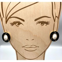 Basic Chic Earrings, Black Enamel and Gold Tone Studs with White Cabochon Center - £19.02 GBP