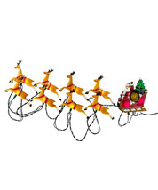 Kurt Adler 11' Santa Sled w/8 Reindeer 10-LIGHT Set Novelty Lights UL1861 - $58.88