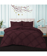 400TC 100% Egyptian Cotton 3PC Wine Full/Queen Size Diamond Ruffle Duvet... - €80,99 EUR