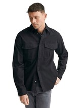 Les Deux Mens Laurel Twill Hybrid Button Down Shirt Black Snaps Pockets ... - $65.16