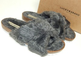 Lucky Brand Marana Size US 9 M Women&#39;s Furry Crisscross Slide Sandals Graphite - $20.78