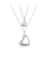 SILVER MOTHER AND DAUGHTER HEART PENDANT SET - £9.57 GBP