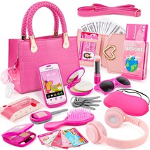 Little Girl Purse With Pretend Makeup For Toddlers, 49Pcs Kids Play Purse Set -  - £37.95 GBP