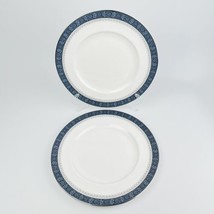 ROYAL DOULTON SHERBROOKE Dinner Plates 2 count, 10-5/8 inch Blue Rim W/ ... - £19.02 GBP