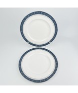 ROYAL DOULTON SHERBROOKE Dinner Plates 2 count, 10-5/8 inch Blue Rim W/ ... - £19.10 GBP