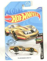 Hot Wheels Race Day Track Star &#39;76 Greenwood Corvette Gold New in Package - $8.68