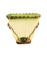 Weller Ware Pottery Planter, 3D Floral, Fluted Ivory &amp; Green w/Scalloped... - $48.95