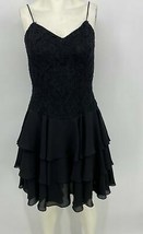 Vintage 80s/90s Late Edition Little Black Dress with Ruffled Skirt, Size 10 - £27.53 GBP